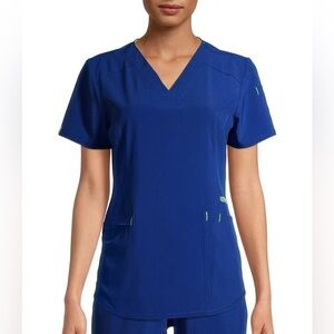 Scrubstar Women's Seasonal Solid Contrast V-Neck Scrub Top size Large